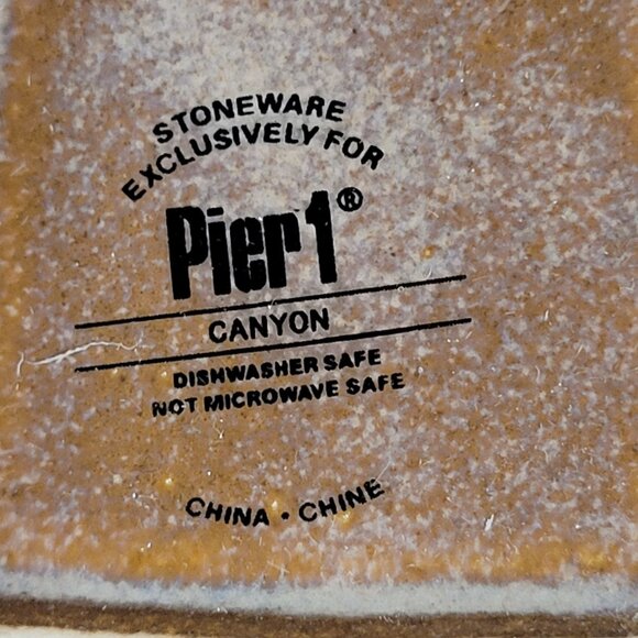 Pier 1 Stoneware Canyon Tea Set Teapot 4 Cups New in Box Brown Square Abstract - Picture 5 of 8